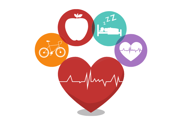 Heart with healthy lifestyle icons